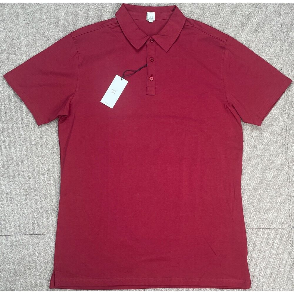 Swet Tailor‎ Men's Maroon Button Up Short Sleeve Polo Shirt Size XL